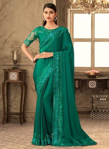 Green Colour TFH New Designer Party Wear Heavy Silk Saree Collection 6302